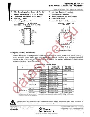 SN74HC165PWRE4 datasheet  